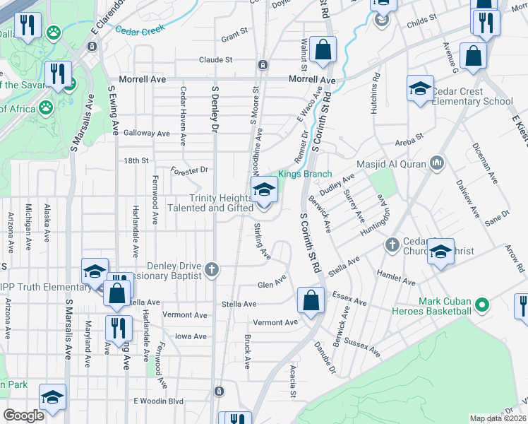 map of restaurants, bars, coffee shops, grocery stores, and more near 1515 Lynnhaven Avenue in Dallas