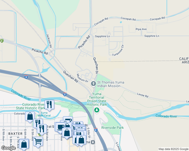 map of restaurants, bars, coffee shops, grocery stores, and more near 1 Indian Hill Road in Winterhaven