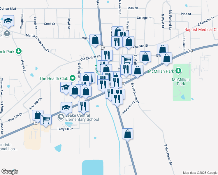 map of restaurants, bars, coffee shops, grocery stores, and more near in Carthage