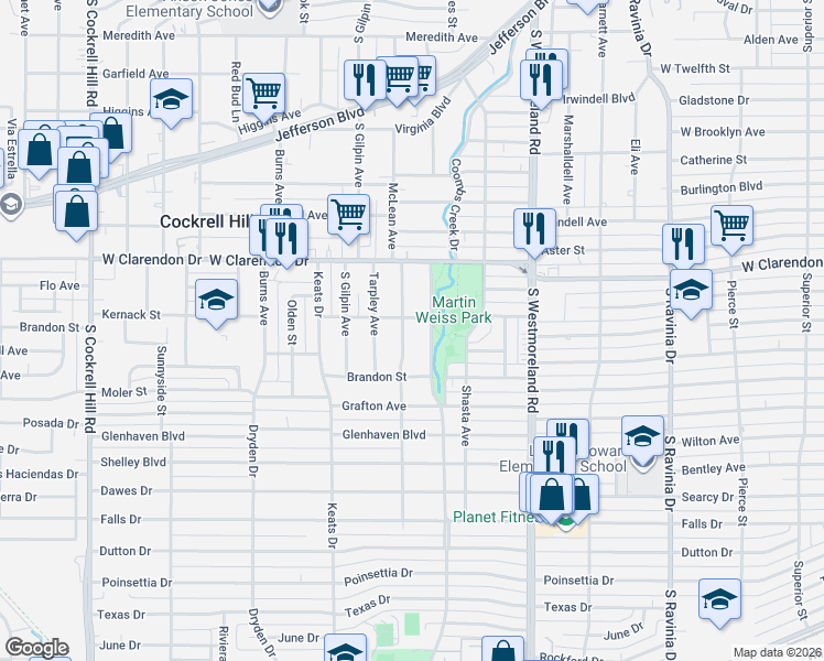 map of restaurants, bars, coffee shops, grocery stores, and more near 1202 McLean Avenue in Dallas