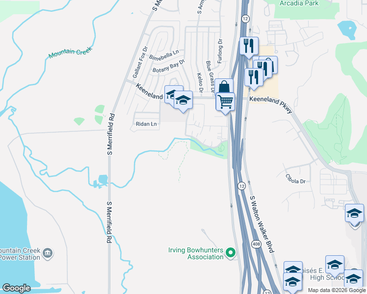 map of restaurants, bars, coffee shops, grocery stores, and more near 1200 Cherry Laurel Lane in Dallas