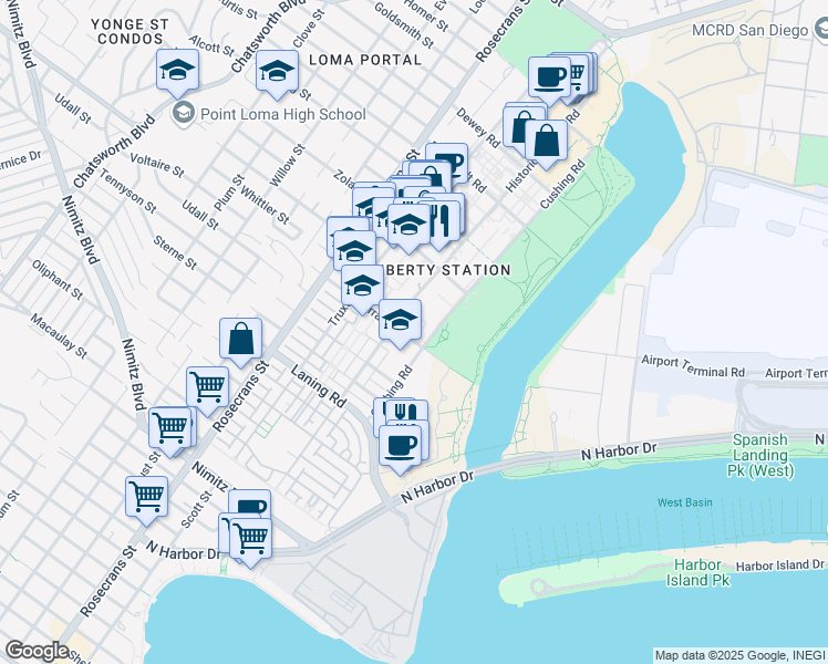 map of restaurants, bars, coffee shops, grocery stores, and more near 2231 Historic Decatur Road in San Diego