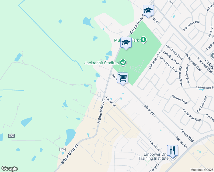 map of restaurants, bars, coffee shops, grocery stores, and more near 13200 South Bois D Arc Street in Forney