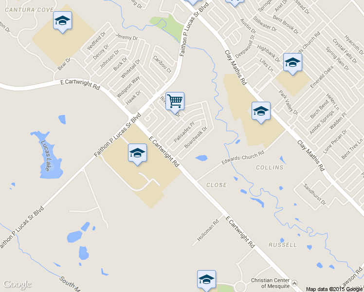 map of restaurants, bars, coffee shops, grocery stores, and more near 2601 Boardwalk Drive in Mesquite