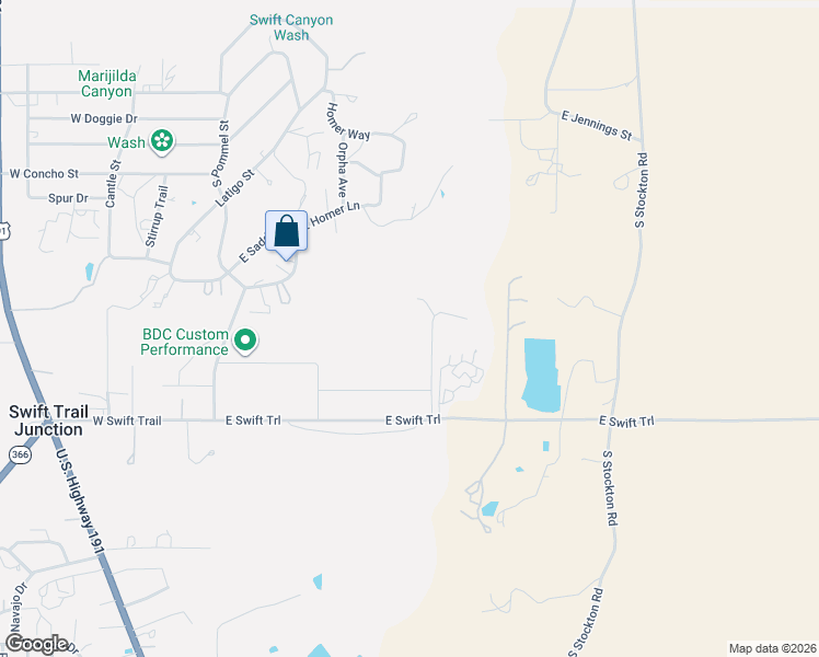 map of restaurants, bars, coffee shops, grocery stores, and more near 7765 Oliveine Lane in Safford