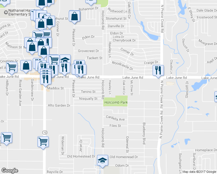 map of restaurants, bars, coffee shops, grocery stores, and more near 1209 Hawley Ln in Dallas