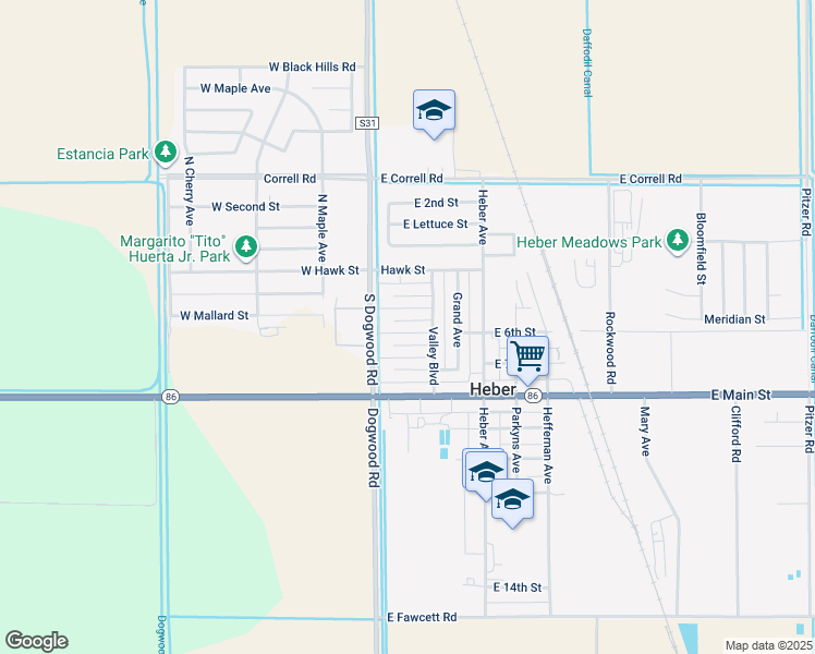 map of restaurants, bars, coffee shops, grocery stores, and more near 11 East Mallard Court in Heber