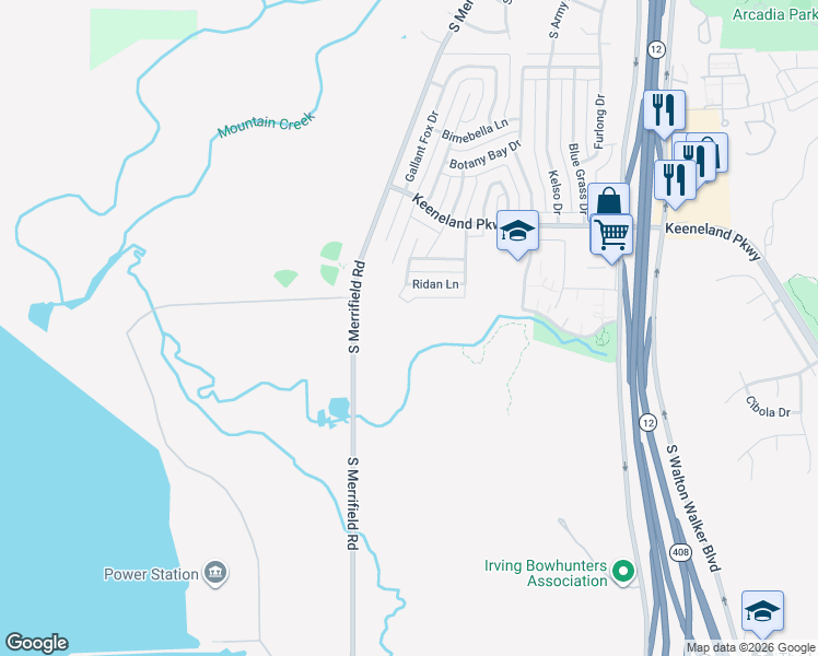 map of restaurants, bars, coffee shops, grocery stores, and more near 6150 Winonly Circle in Dallas