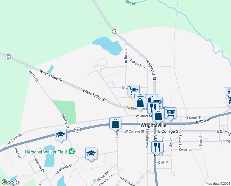 map of restaurants, bars, coffee shops, grocery stores, and more near 100 Crawford Road in Wrightsville