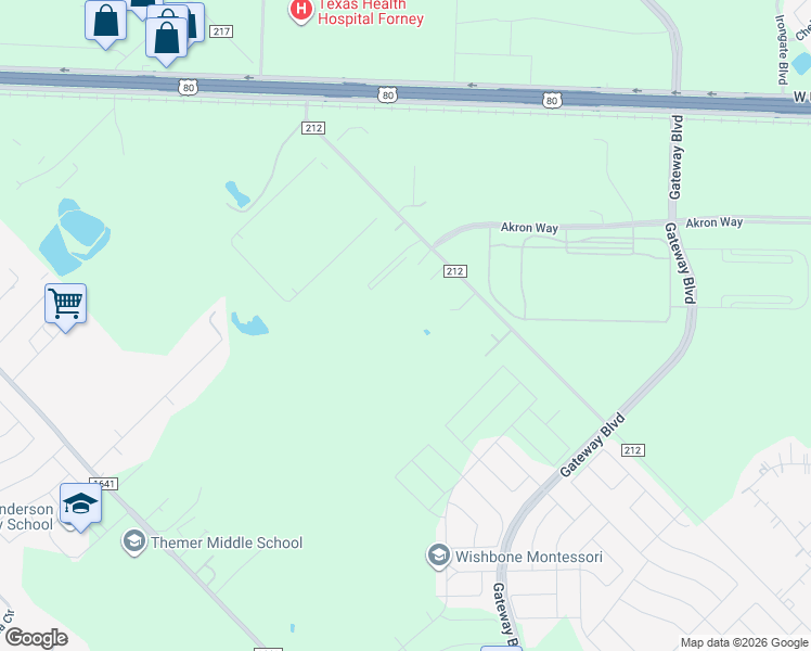 map of restaurants, bars, coffee shops, grocery stores, and more near 11013 County Road 212 in Forney