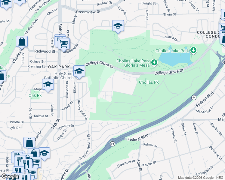 map of restaurants, bars, coffee shops, grocery stores, and more near 2701 Caminito Chollas in San Diego