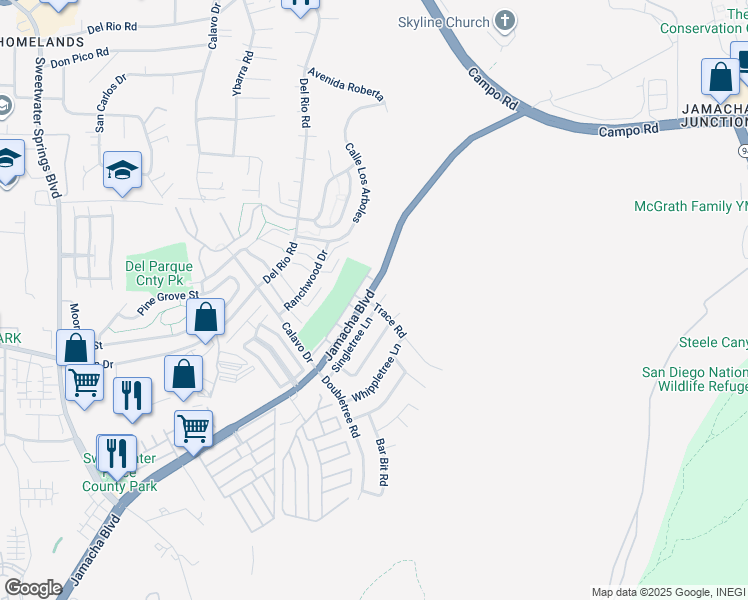 map of restaurants, bars, coffee shops, grocery stores, and more near 11004 Singletree Lane in Spring Valley