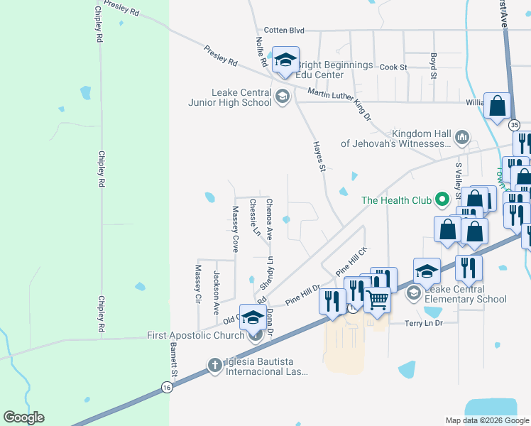 map of restaurants, bars, coffee shops, grocery stores, and more near 410 Chenoa Avenue in Carthage