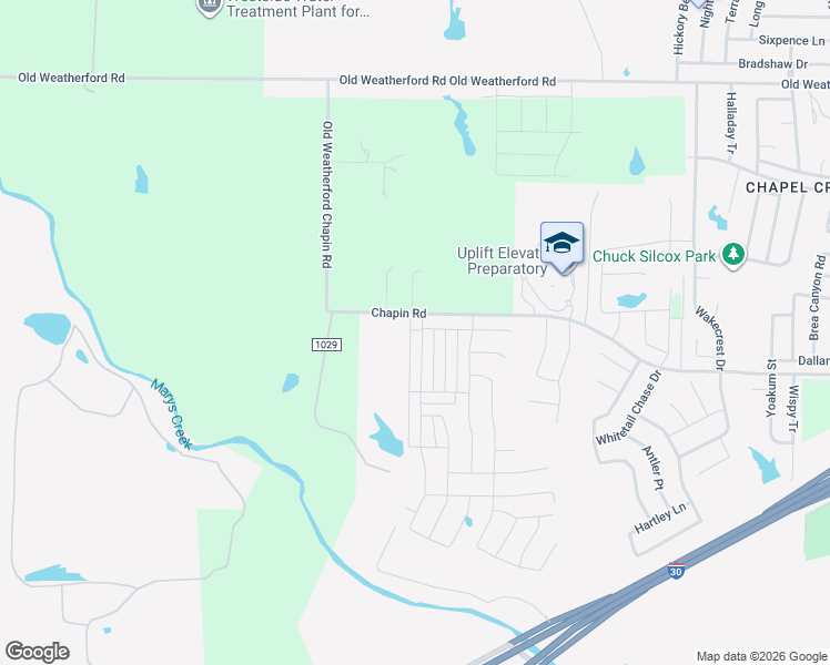 map of restaurants, bars, coffee shops, grocery stores, and more near 11593-11653 Chapin Road in Fort Worth