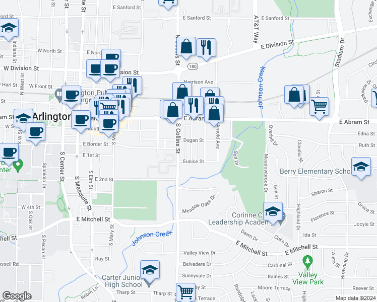 map of restaurants, bars, coffee shops, grocery stores, and more near 312 Ditto Avenue in Arlington