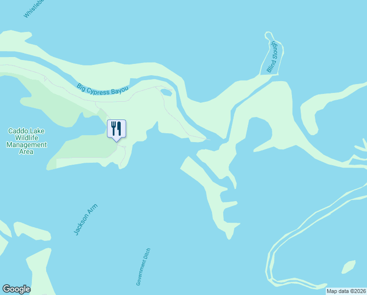 map of restaurants, bars, coffee shops, grocery stores, and more near 2413 in Karnack