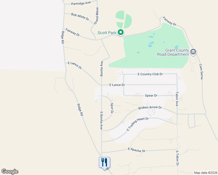 map of restaurants, bars, coffee shops, grocery stores, and more near 511 East Lance Drive in Silver City