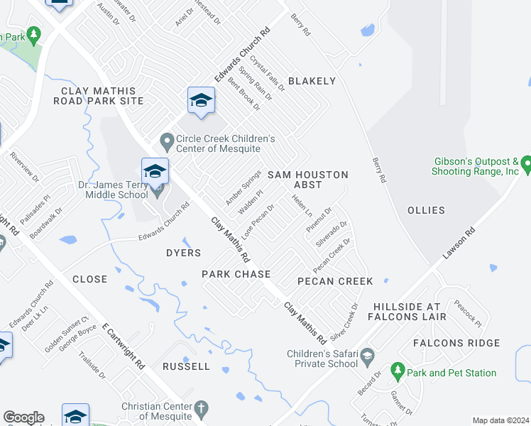 map of restaurants, bars, coffee shops, grocery stores, and more near 2135 Lone Pecan Drive in Mesquite