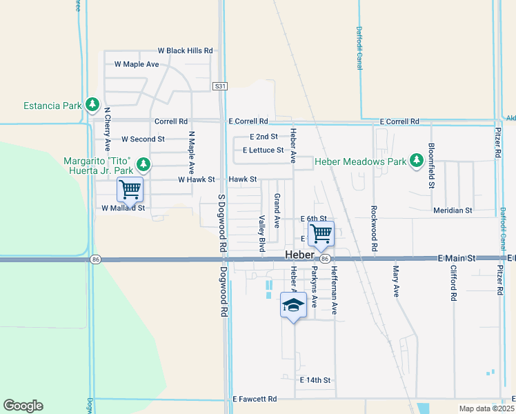 map of restaurants, bars, coffee shops, grocery stores, and more near 11 Mallard Court in Heber
