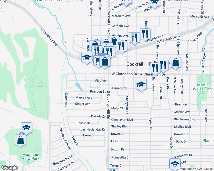 map of restaurants, bars, coffee shops, grocery stores, and more near 1002 South Cockrell Hill Road in Dallas