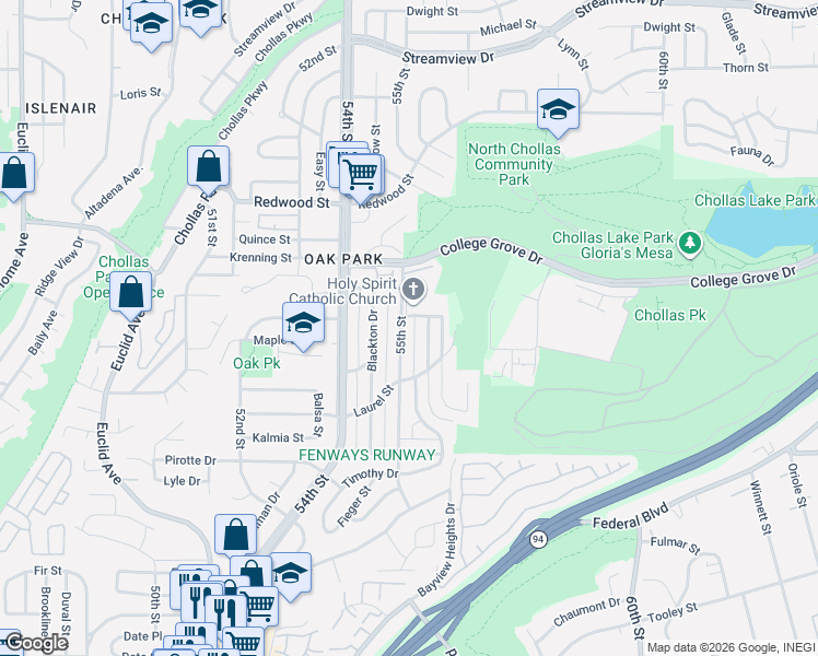 map of restaurants, bars, coffee shops, grocery stores, and more near 2606 Balboa Vista Drive in San Diego