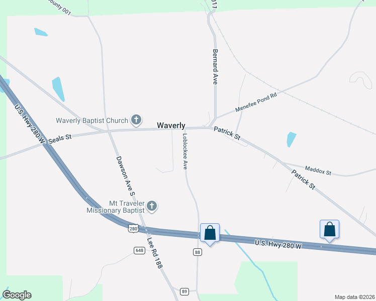 map of restaurants, bars, coffee shops, grocery stores, and more near 1046 Loblockee Avenue in Waverly