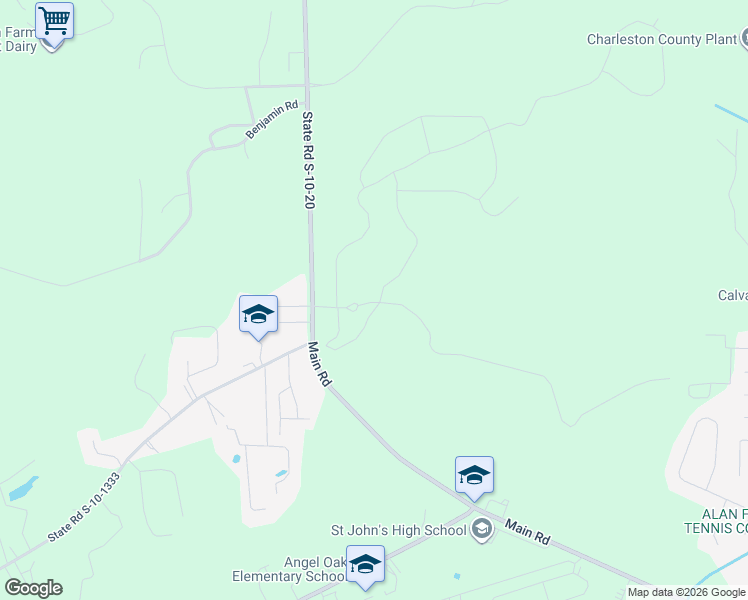 map of restaurants, bars, coffee shops, grocery stores, and more near 1401 Main Road in Johns Island