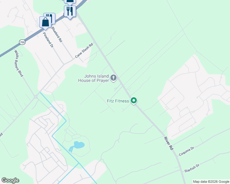 map of restaurants, bars, coffee shops, grocery stores, and more near 2003 Valnore Road in Johns Island