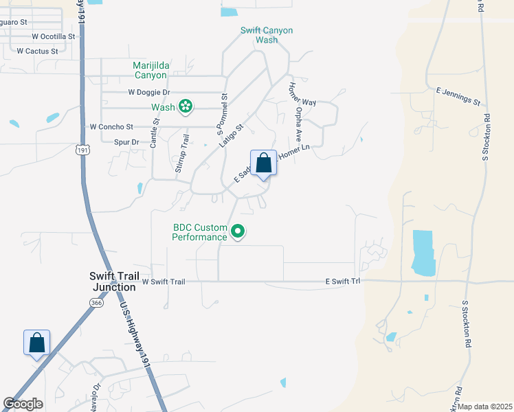 map of restaurants, bars, coffee shops, grocery stores, and more near 228-240 E Chuckwagon Loop in Safford