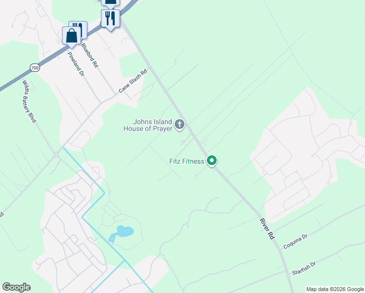 map of restaurants, bars, coffee shops, grocery stores, and more near 2003 Valnore Road in Johns Island