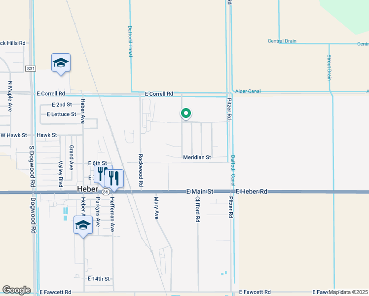 map of restaurants, bars, coffee shops, grocery stores, and more near 1154 Bloomfield Street in Heber