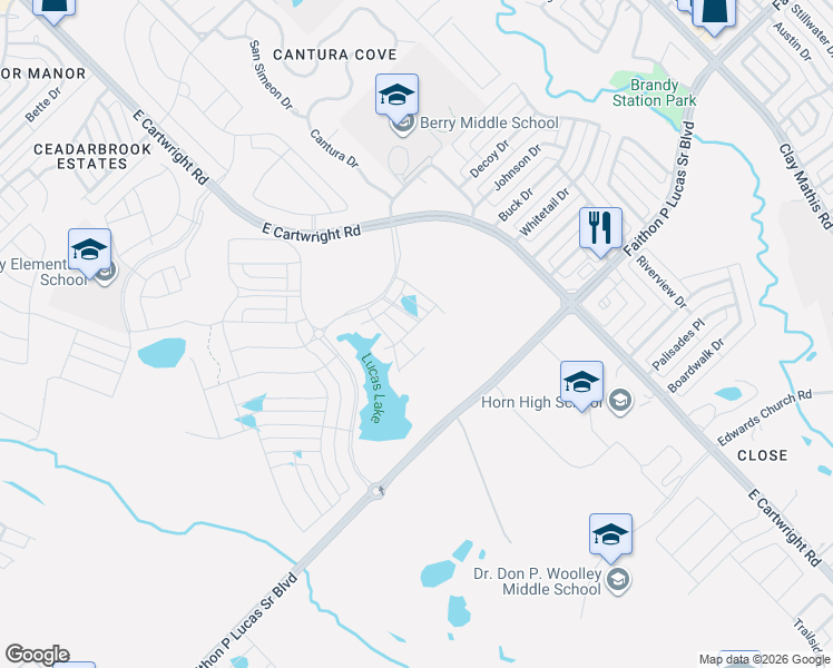 map of restaurants, bars, coffee shops, grocery stores, and more near 2700 Bear Drive in Mesquite