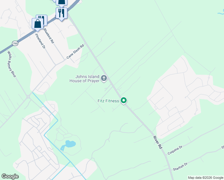 map of restaurants, bars, coffee shops, grocery stores, and more near 2003 Valnore Road in Johns Island