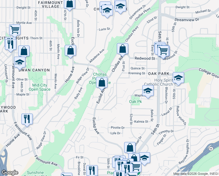 map of restaurants, bars, coffee shops, grocery stores, and more near 2682 Caminito Zopilote in San Diego