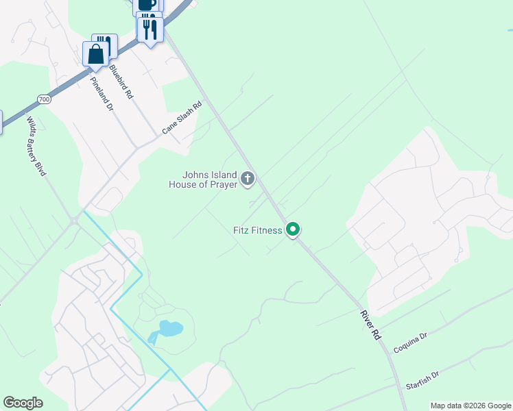 map of restaurants, bars, coffee shops, grocery stores, and more near 2003 Valnore Road in Johns Island
