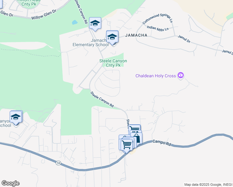 map of restaurants, bars, coffee shops, grocery stores, and more near 3343 Rancho Diego Circle in El Cajon
