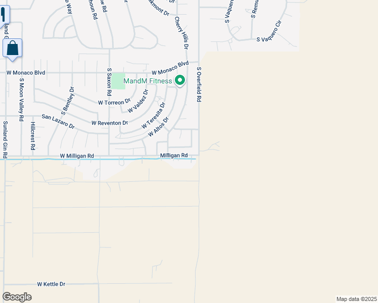 map of restaurants, bars, coffee shops, grocery stores, and more near 8210 West Mystery Drive in Arizona City