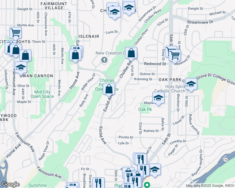 map of restaurants, bars, coffee shops, grocery stores, and more near 2682 Caminito Zopilote in San Diego