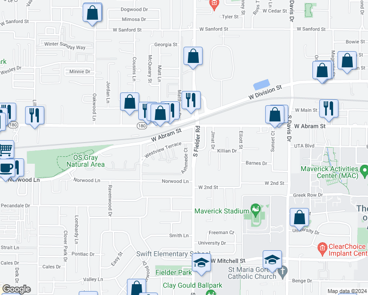 map of restaurants, bars, coffee shops, grocery stores, and more near 206 Westview Terrace in Arlington