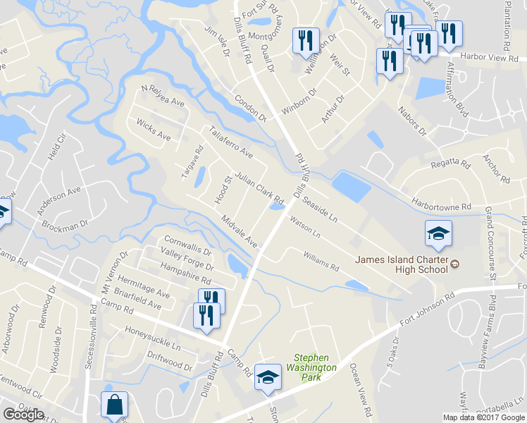 map of restaurants, bars, coffee shops, grocery stores, and more near 940 Mcelveen Street in Charleston