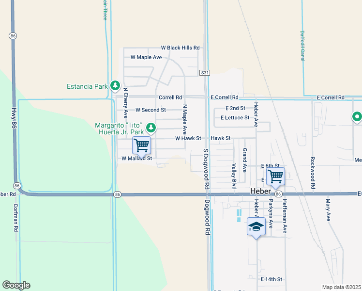 map of restaurants, bars, coffee shops, grocery stores, and more near 26 West Pheasant Street in Heber