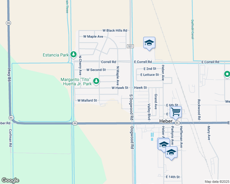 map of restaurants, bars, coffee shops, grocery stores, and more near 26 West Pheasant Street in Heber