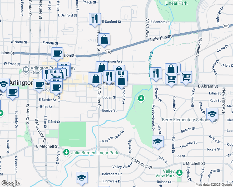 map of restaurants, bars, coffee shops, grocery stores, and more near 215 Broadmoor Avenue in Arlington