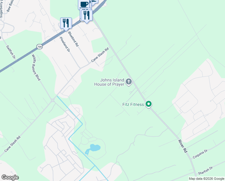 map of restaurants, bars, coffee shops, grocery stores, and more near 1962 Ardwick Road in Johns Island