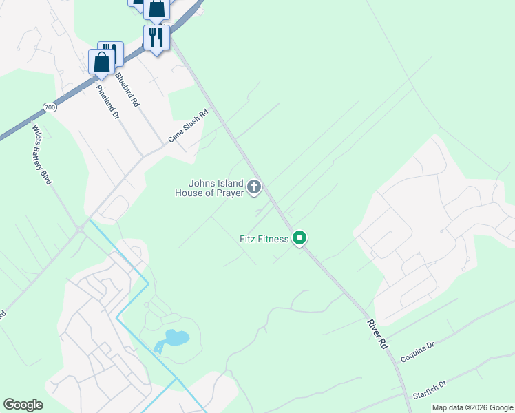 map of restaurants, bars, coffee shops, grocery stores, and more near 2003 Valnore Road in Johns Island