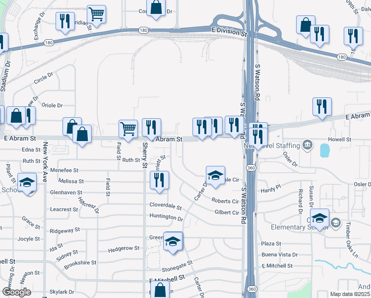 map of restaurants, bars, coffee shops, grocery stores, and more near 209 Hollandale Circle in Arlington
