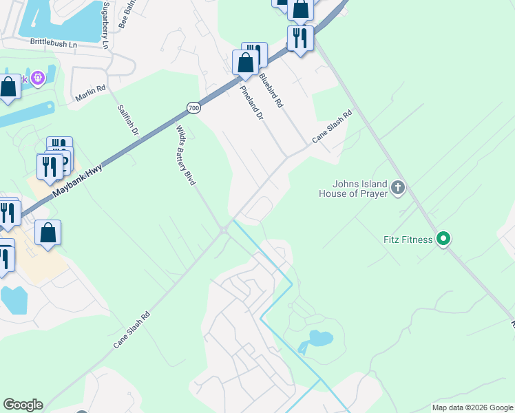 map of restaurants, bars, coffee shops, grocery stores, and more near 2911 Swamp Sparrow Circle in Johns Island