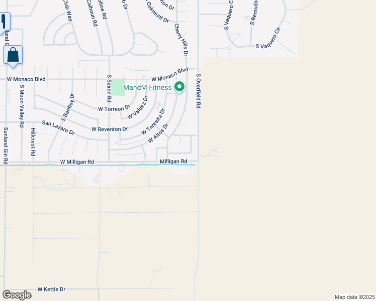 map of restaurants, bars, coffee shops, grocery stores, and more near 8210 West Mystery Drive in Arizona City