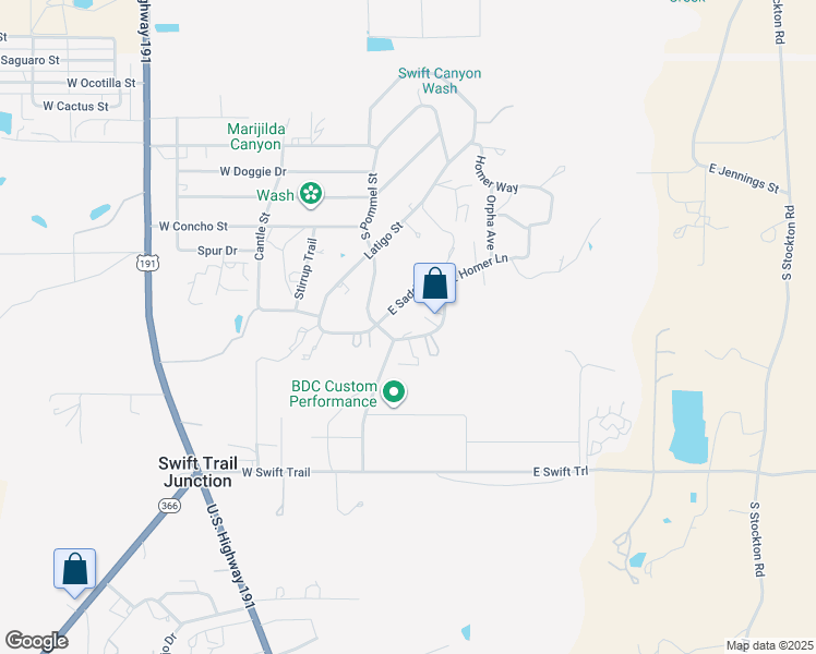 map of restaurants, bars, coffee shops, grocery stores, and more near 228 East Chuckwagon Loop in Safford