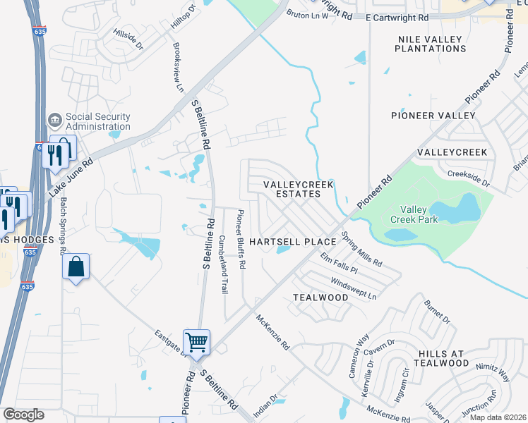 map of restaurants, bars, coffee shops, grocery stores, and more near 2824 Golden Meadow Avenue in Mesquite